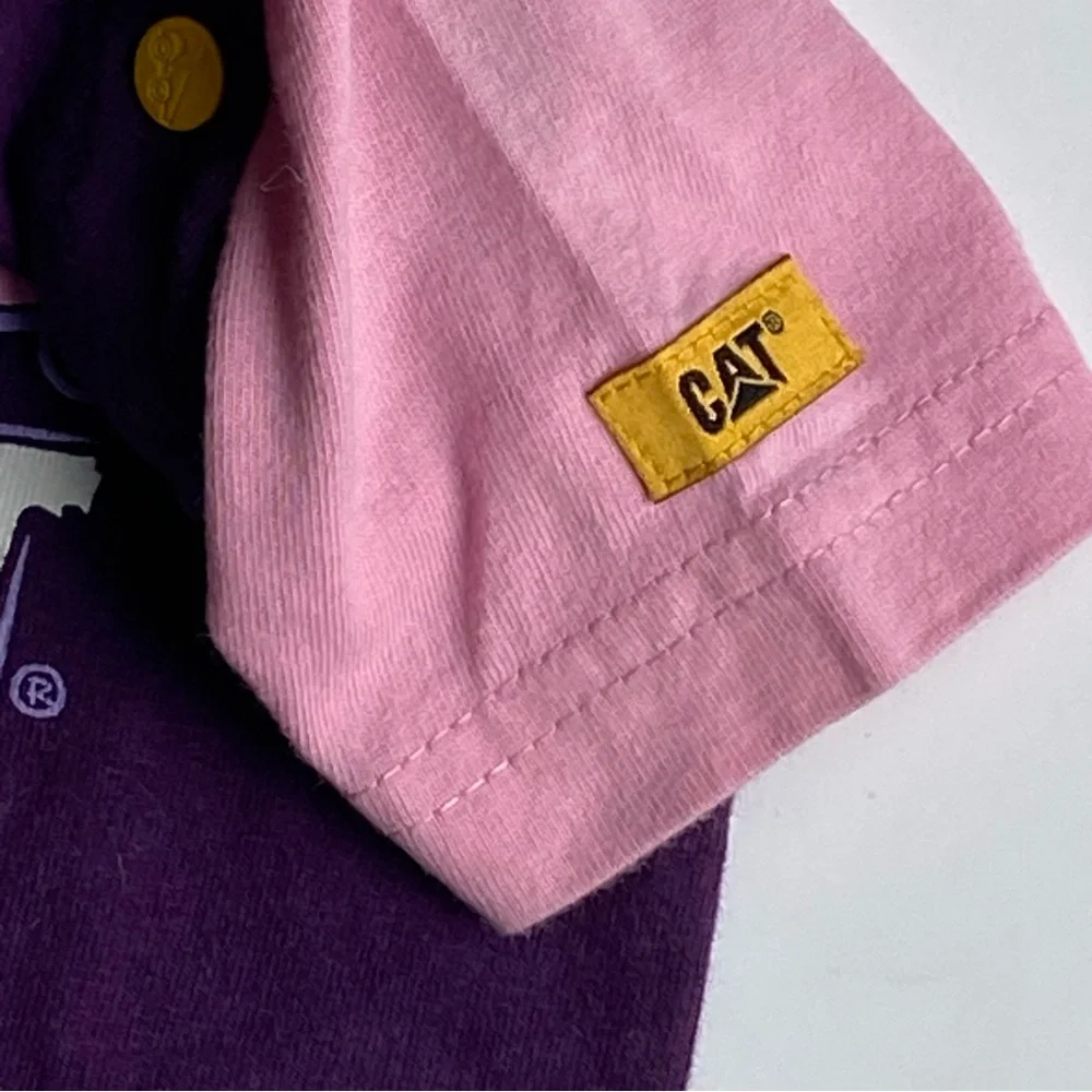 CAT Apparel Caterpillar One Piece Size 6 Months Pink Purple Snap Shirt Romper.